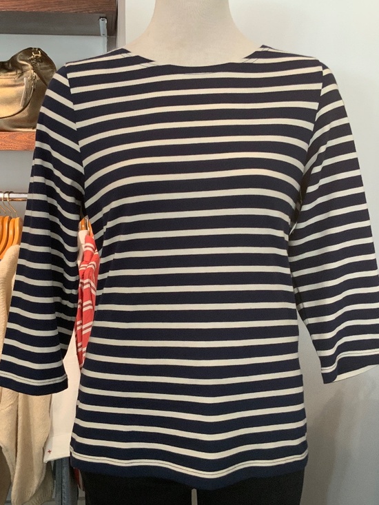 Galathee 3/4 sleeve cotton t-shirts navy/white stripe Saint James - Picture 1 of 4